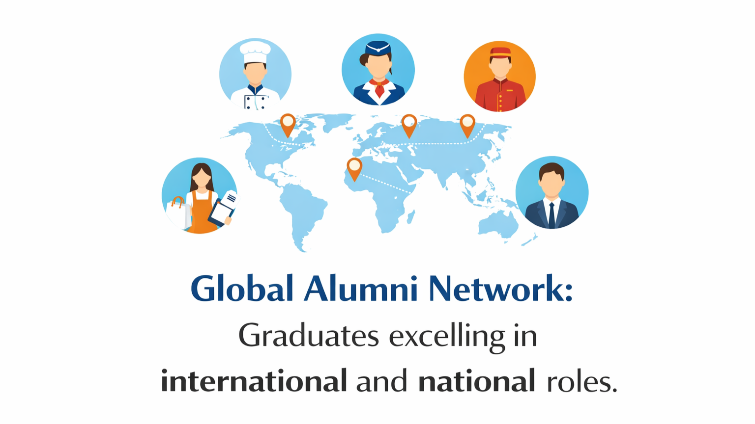 Global alumni network connections diagram
